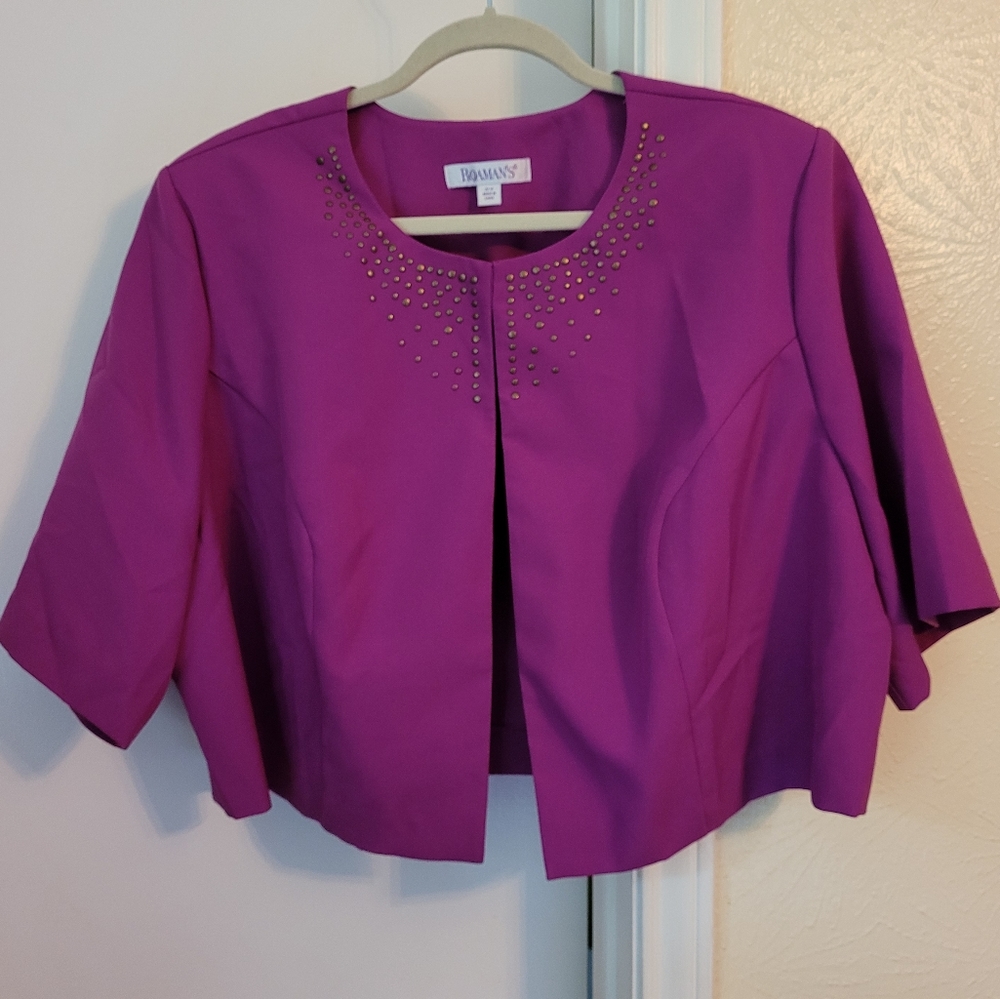 Roamans Women's Plus Size 22w Purple Bolero Jacket